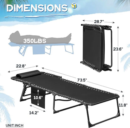 Devoko Lounge Beach Chair for Adults, Outdoor Sun Tanning Chair, Portable Folding Camping Lay Chaise Lounge Chairs for Outside Beach Pool Reading, Sunbathing (1, Black)