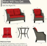 5 Piece Patio Furniture Set, 2-Seater Loveseat, 2 Chairs and 2 Side Tables - Photo 2