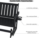 Poly Lumber Patio Glider, Durable HIPS Material, Weather-Resistant Swing Bench for Outdoor Porch Garden (Black - Photo 5