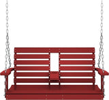 KINGYES Outdoor Hanging Patio Swing Chair, 2 Seat with Cup Holders, Waterproof Bench for Courtyard & Garden - Photo 9