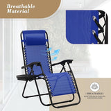 Athena Collection Zero Gravity Outdoor Lounge Chair Set of 2 with Side Table - Photo 7