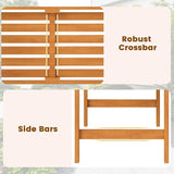 Tangkula Acacia Wood Outdoor Bench with Backrest, 2-Person Patio Wood Bench with Curved Armrests, Slatted Seat - Photo 9