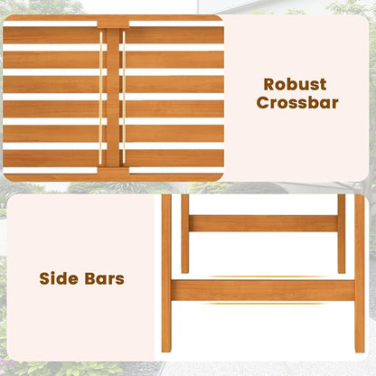 Tangkula Acacia Wood Outdoor Bench with Slatted Backrest, 2-Person Patio Wood Bench with Curved Armrests, Slatted Seat, Garden Bench Loveseat for Park, Yard, Lawn, Patio, 800 LBS Max Load