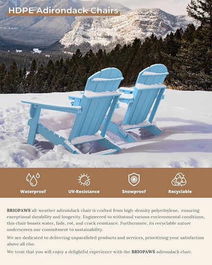 BRIOPAWS Folding-Adirondack-Chairs Set of 4 | HDPE | Fire Pit Chair | Cup Holder | Weather Resistance | Arctic | for Outdoor Backyard Deck Patio
