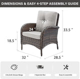 Belord Patio Club Chair Wicker Chairs - Outdoor High Back Chair Set of 2 Patio Furniture Set Rattan Seating with - Photo 3