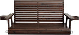 Wooden Porch Swing 2-Seater, High Backrest and Deep Seat, Bench Swing with Cupholders, Hanging Chains and 7mm Springs - Photo 7