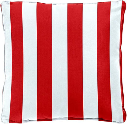 BrylaneHome 16" Square Toss Pillow - Patio & Outdoor - Patio & Outdoor - Water, Stain & Fade Resistant - Classic Red Cabana
