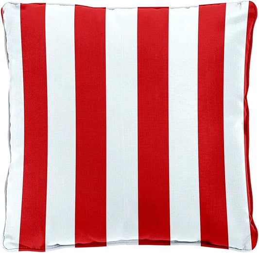 BrylaneHome 16" Square Toss Pillow - Patio & Outdoor - Patio & Outdoor - Water, Stain & Fade Resistant - Classic Red Cabana