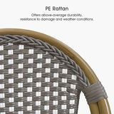 PURPLE LEAF French Bar Stool Set of 2 Bamboo Print Finish Patio Bar Stools with Back Rattan Chairs Wicker Bar Height - Photo 6
