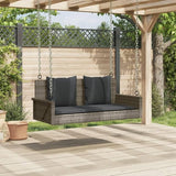 Grey Swing Bench with Cushions, PE Rattan and Powder-Coated Steel Frame - Photo 4