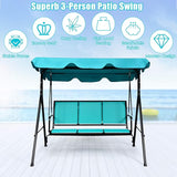 TANGKULA 3 Person Patio Swing, Steel Frame with Polyester Angle Adjustable Canopy, All Weather Resistant Swing Bench - Photo 9