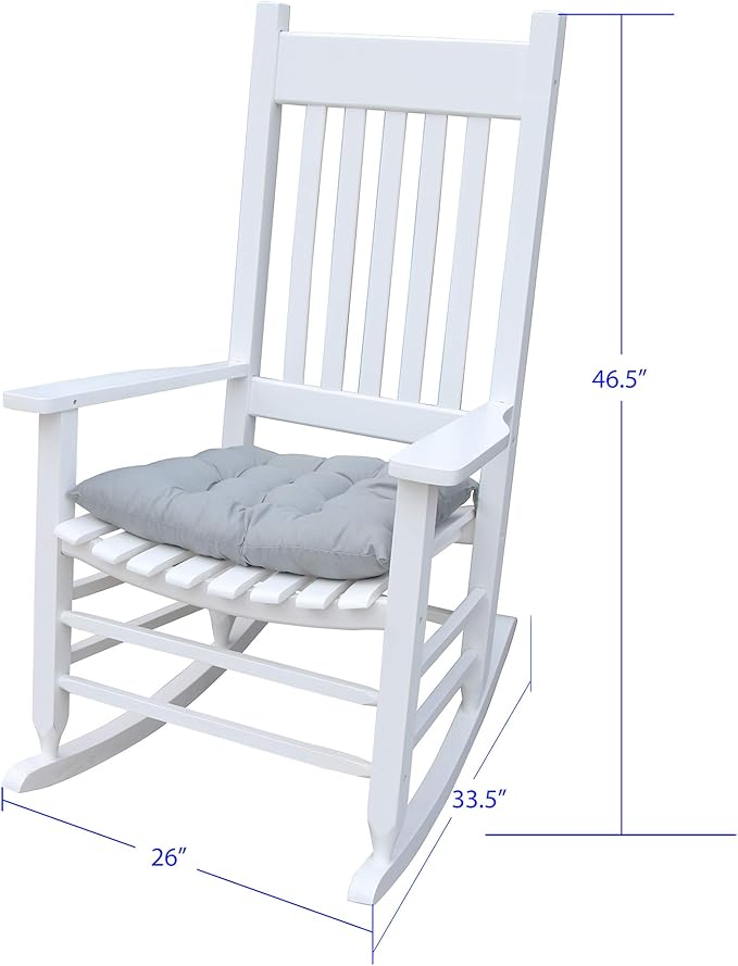 HomVent Wood Rocking Chair, 280 Lbs Heavy Duty Rocking Rocker Chair, Backyard and Patio Porch Rocker with Wide Seat and Armrest for Outdoor& Indoor Use， Cushion not Include (White 1)