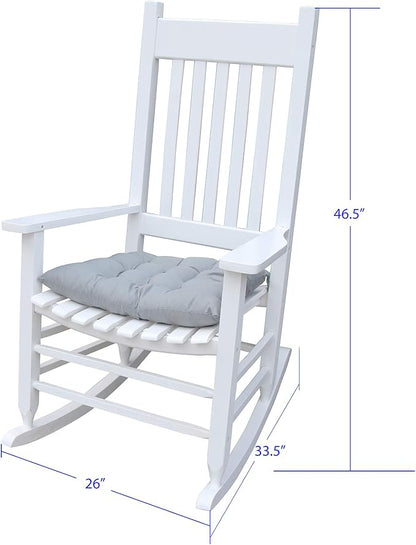 HomVent Wood Rocking Chair, 280 Lbs Heavy Duty Rocking Rocker Chair, Backyard and Patio Porch Rocker with Wide Seat and Armrest for Outdoor& Indoor Use， Cushion not Include (White 1)