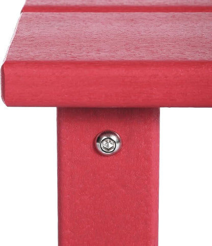 Costaelm Kids Outdoor Side Table, Small Patio HDPE Adirondack Square Table, Porch End Table for Outside Pool Garden, Red