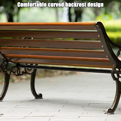 YVYKFZD Outdoor Garden Bench, Metal Bench with Backrest and Armrests, Park Benches Loveseat, Weatherproof Leisure Chair, for Lawn, Yard, Porch, Pool, Balcony, Easy Assembly(Bronze,120cm/47.2" Zinc All