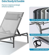 4 Pack Foldable Chaise Lounge Chair with Cup Holder - Photo 6
