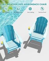 SERWALL Folding Adirondack Chair with Cup Holder Weather Resistant Patio Chair Outdoor Chairs Painted Adirondack Chairs - Photo 9