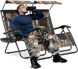 MoNiBloom 29-Inch Oversized Zero Gravity Chairs Set of 2, Patio Anti Gravity Recliner with Canopy Shade - Photo 1