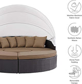 Modway Convene Wicker Rattan Outdoor Patio Retractable Canopy Round Poolside Sectional Sofa Daybed with Cushions in - Photo 3