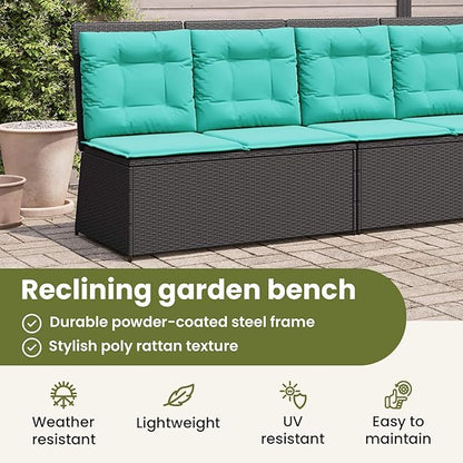 vidaXL Garden Bench Black Poly Rattan, Alfresco Bench, Stylish Outdoor Lounger, Tough Patio Seat, Chill Spot for Your Garden