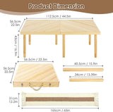 Folding Picnic Table with Table Runner, Portable Boho Low Picnic Table for Indoor Outdoor - Photo 3
