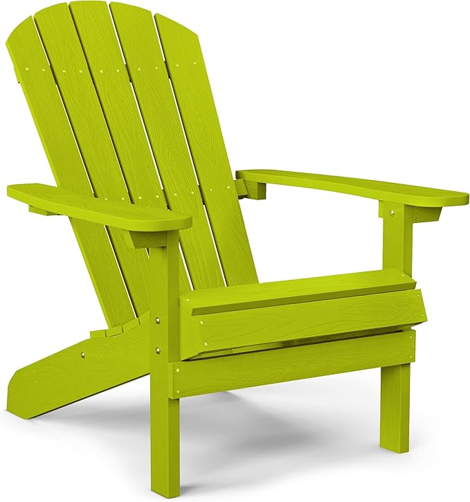 YEFU Plastic Adirondack Chairs Weather Resistant, Patio Chairs 5 Steps Easy Installation, Like Real Wood, Lawn, Outside, Garden Chairs (Kelly Green)