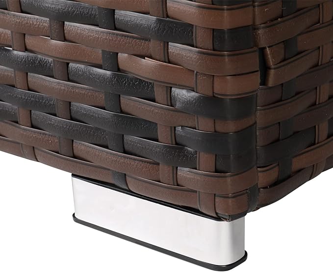 Outdoor Wicker Side Table with Storage Space, Square PE Rattan End Table for Patio Garden Poolside Deck