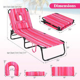 Giantex 2-Pack Tanning Chair, 350lbs Adjustable Patio Lounge Chair w/Face Hole, Removable Pillows, Carry Strap - Photo 3