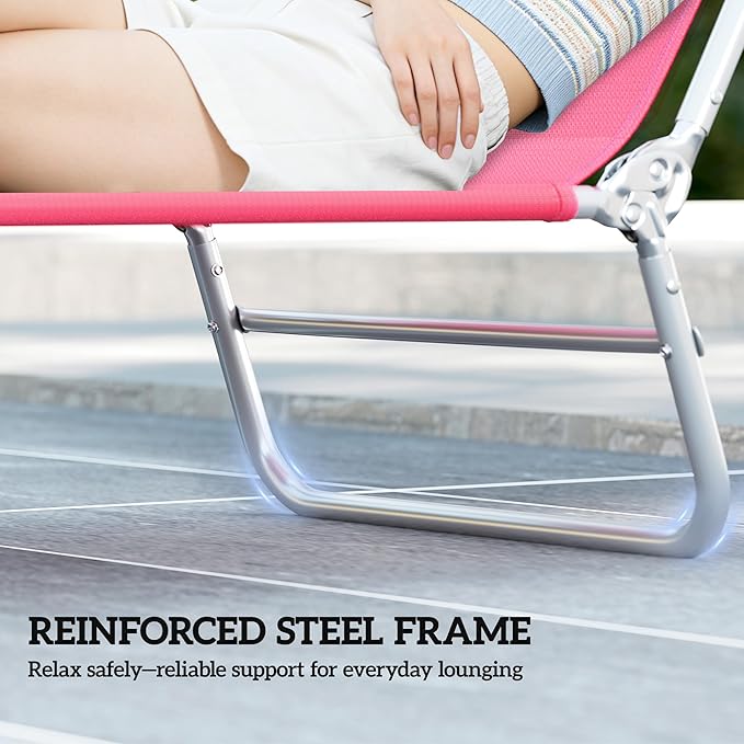 Outsunny Folding Chaise Lounge Chair, Pool Sun Tanning Chair, Outdoor Lounge Chair with Reclining Back - Photo 7