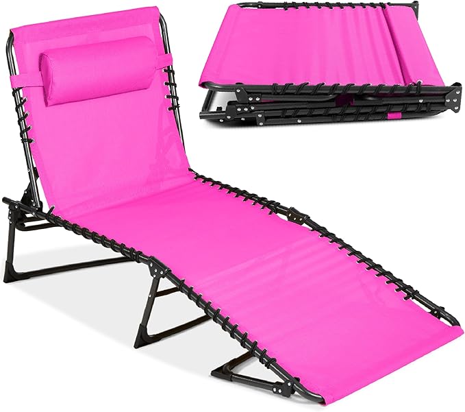 Best Choice Products Patio Chaise Lounge Chair, Portable Outdoor Folding Recliner for Lawn, w/ 8 Positions, Handles - Photo 1