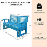 3-Seater Outdoor Glider Chair, 5FT Wood Porch Glider with High Roll Back, Cupholders and Deep Contoured for Porch - Photo 2