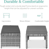 Best Choice Products Set of 2 Wicker Ottomans, Multipurpose Outdoor Furniture for Patio, Backyard, Additional Seating - Photo 2