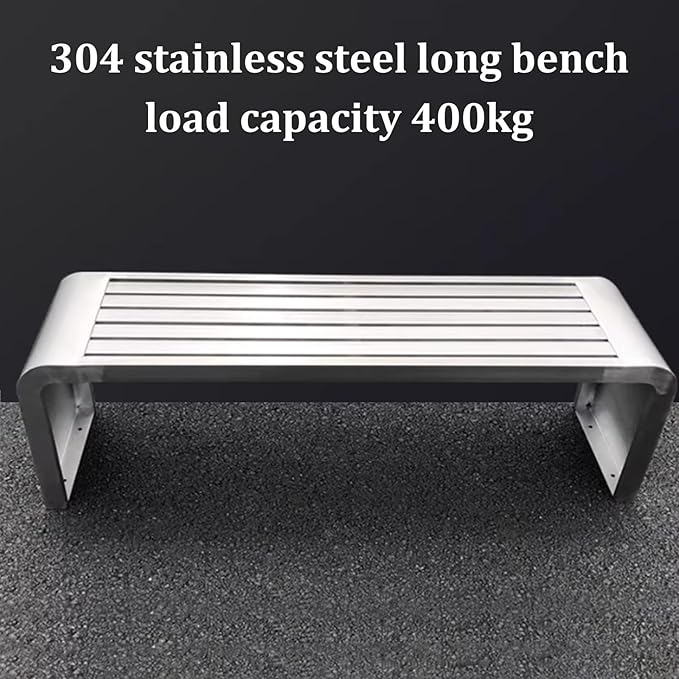 Outdoor Benches Weatherproof 304 Stainless Steel Metal Garden Benches Backless for Front Porch Patio Commercial - Photo 5