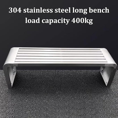 Outdoor Benches Weatherproof 304 Stainless Steel Metal Garden Benches Backless for Front Porch Patio Commercial Entryway Deck Ready to Use Commercial Seating(150x40x45cm)