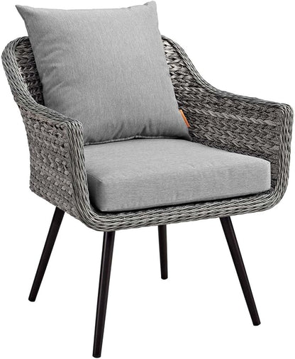 Modway EEI-3174-GRY-GRY-SET Endeavor 2 Piece Outdoor Patio Wicker Rattan Sectional Sofa Set, Gray