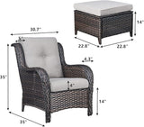 Rilyson Wicker Patio Furniture Set - 4 Piece Rattan Outdoor Sectional Conversation Sets with 2 Chairs and 2 Ottomans - Photo 3