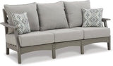 Signature Design by Ashley Visola Outdoor Patio Sofa with All-Weather Cushion and 2 Throw Pillows - Photo 1