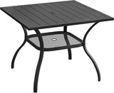 VICLLAX 37.8" Square Outdoor Patio Table, All Weather Metal Outdoor Dining Table for Lawn Garden, Black Tabletop - Photo 1
