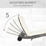 Outsunny Wicker Chaise Lounge Chair Outdoor PE Rattan Cushioned Patio Sun Lounger with 5-Level Adjustable Backrest & - Photo 5