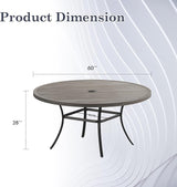 Outdoor Dining Table for 8, 60" Round Outdoor Table with Adjustable Umbrella Hole - Photo 2