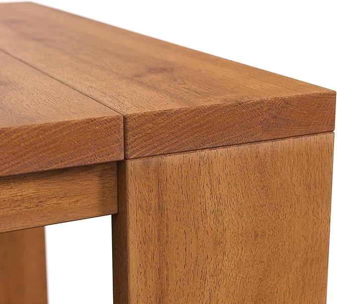 Modway Tahoe Acacia Wood Outdoor Patio Side Table in Natural - Ideal as Perfect Porch Furniture or Square Accent Table