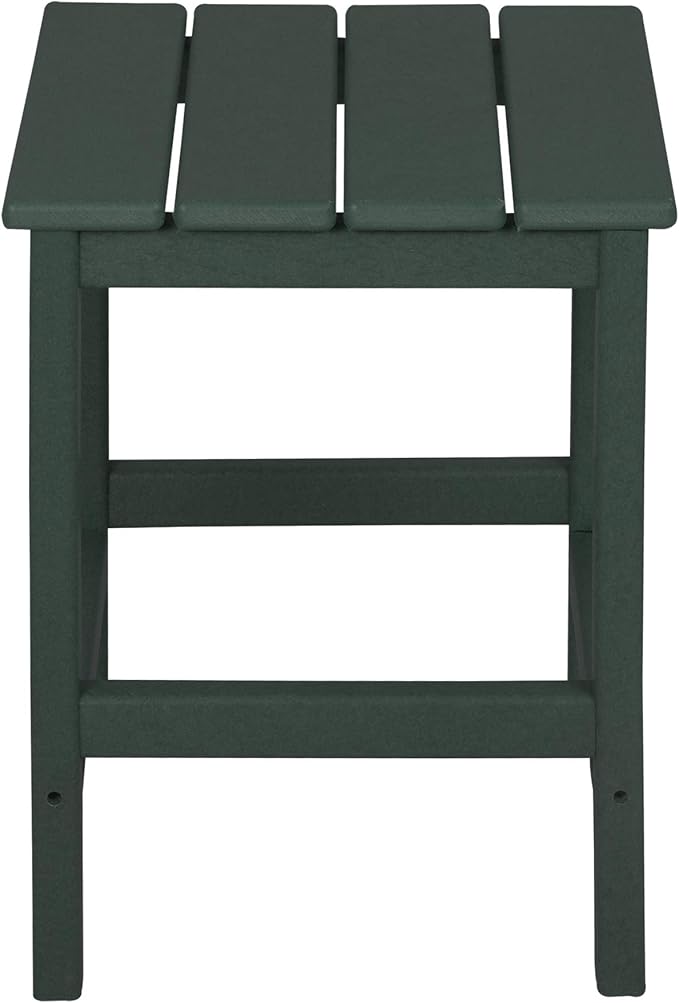 WO Home Furniture 3pc Set - HDPE Poly Adirondack Chair with Ottoman/Footrest and Square Side Table, All Weather and UV Resistant for Outdoor Patio Backyard, Garden, Dark Green