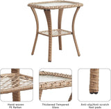 Rilyson Patio Bistro Set Outdoor Chairs - 3 Piece Wicker Rattan Patio Furniture Set with 2 Armrest Chair and 1 Side - Photo 7