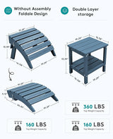 SERWALL 5-Piece Adirondack Chair and Ottoman and Table Set - Photo 3