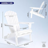Wooden Folding Adirondack Chair Set of 2, Wood Lounge Patio Chair for Garden Outdoor - Photo 2
