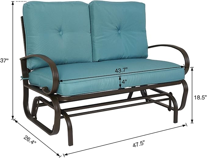 Kozyard Cozy Patio Glider Bench - Outdoor Rocking Loveseat with Sturdy Frame and Cushioned Seats for Patio - Photo 3