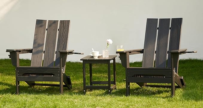 SERWALL Modern Adirondack Chair Set of 2, Folding Adirondack Chair with Dual Cup Holders - Photo 1