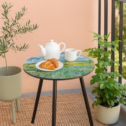 Outdoor Side Table 2 pcs Patio Side Tables for Outside End Tables Small Outdoor Table Round Patio End Table Modern Metal Side Table Outside, Patio, Indoor, Bedroom, Living Room, Small Spaces