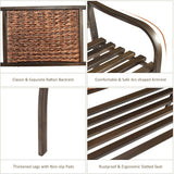 S AFSTAR Outdoor Garden Bench, Brown, Iron, Metal, Polyethylene, Rattan, 50.5 in Width, 2 Adults - Photo 6