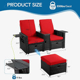 5PCS Outdoor Wicker Chaise Lounge Chair - Rattan Adjustable Reclining Patio Lounge Chair with Ottoman and Coffee Table - Photo 2